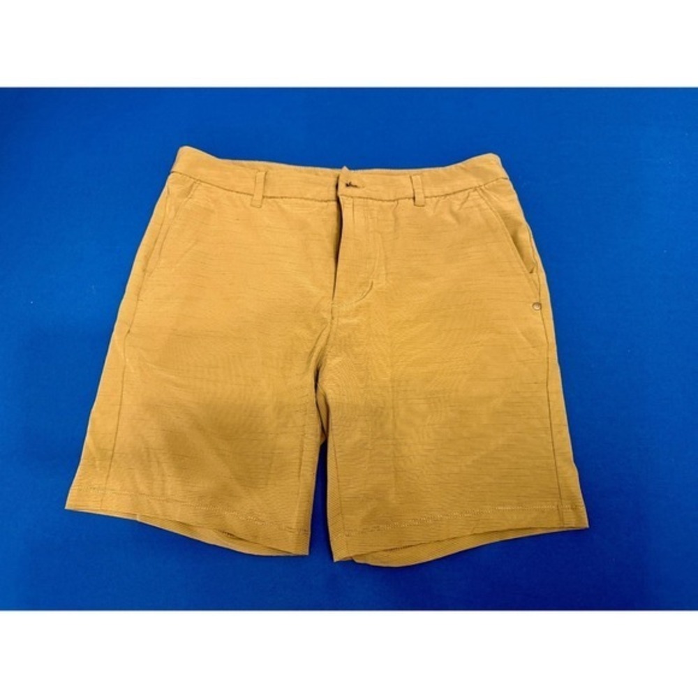 Vuori Shorts 33 Khaki Tan Micro-Stripe Stretch Golf Travel Performance‎ Unlined